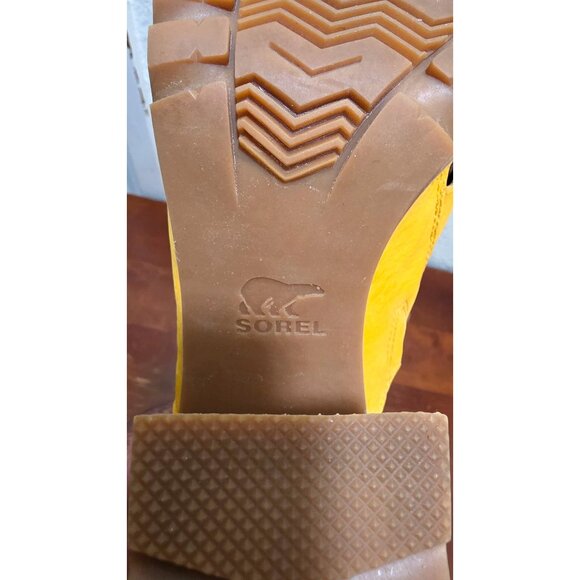 Sorel Nadia Women's Yellow Leather Open-Toe Slip on Block Heeled Sandals Size 10 - Picture 8 of 12